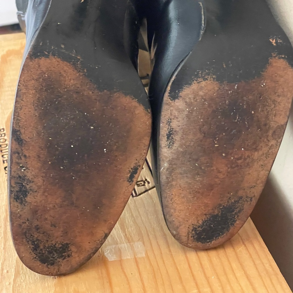 Always Chic!  Vintage Ralph Lauren Black Chelsea Leather Ankle Boots 3" Heel 9.5 - Picture 12 of 14